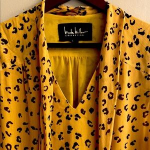 Nicole Miller Yellow Leopard Print Blouse